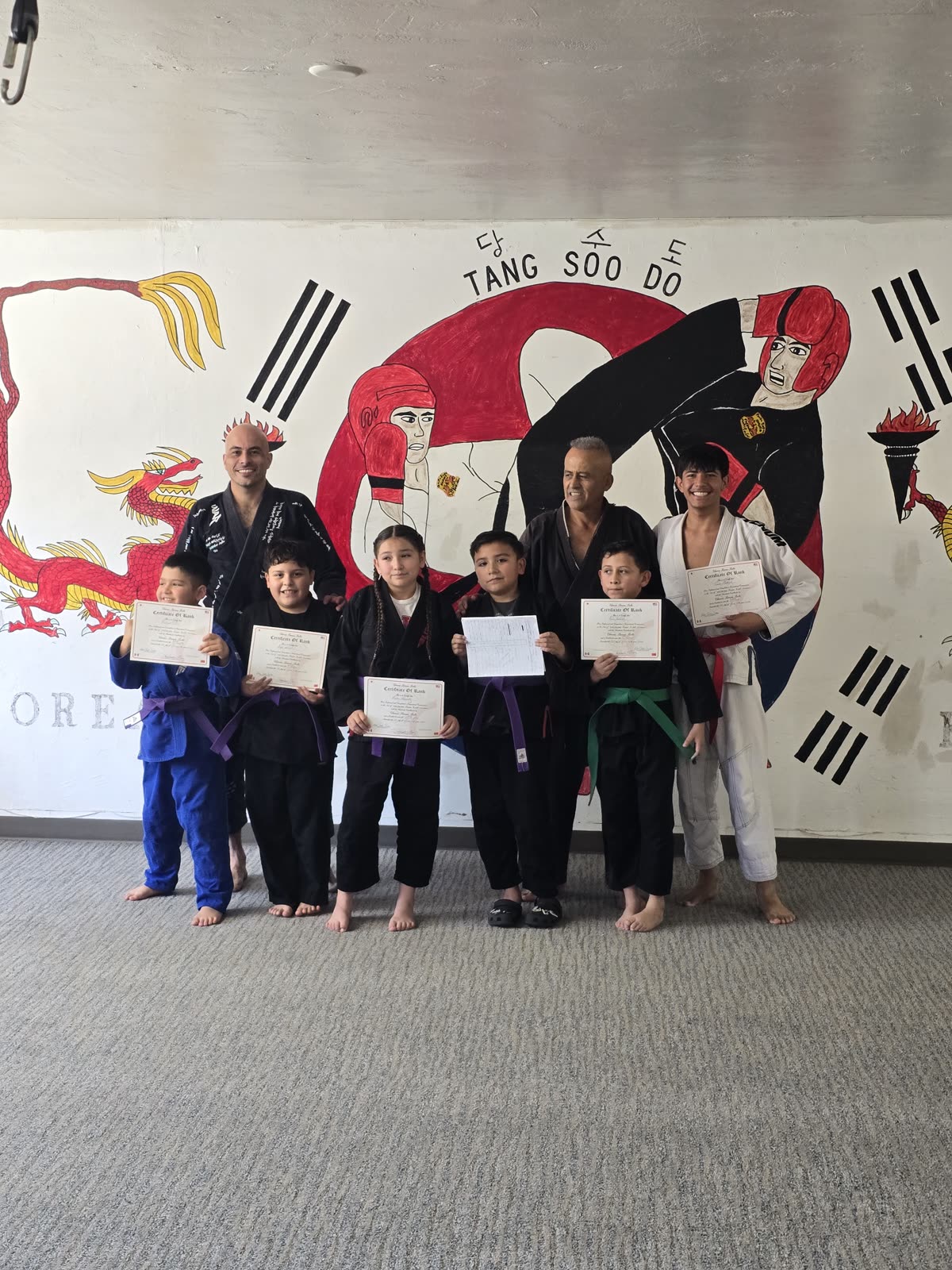 Students and instructors lined up after a belt test