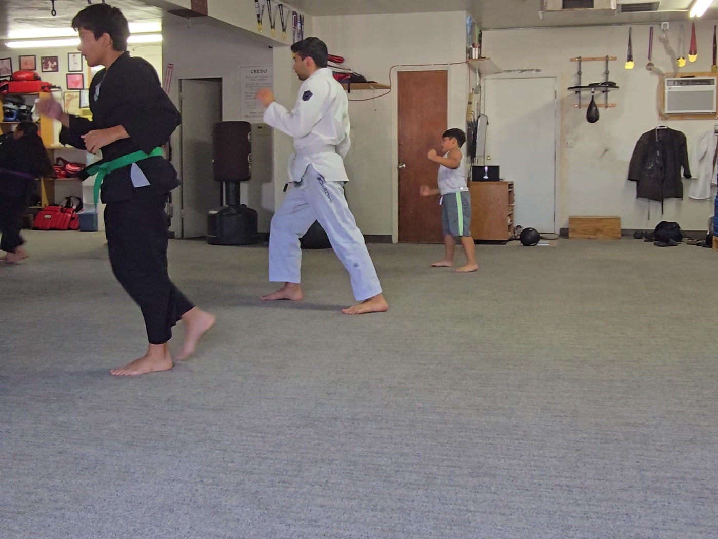 Kicking drill across the floor.